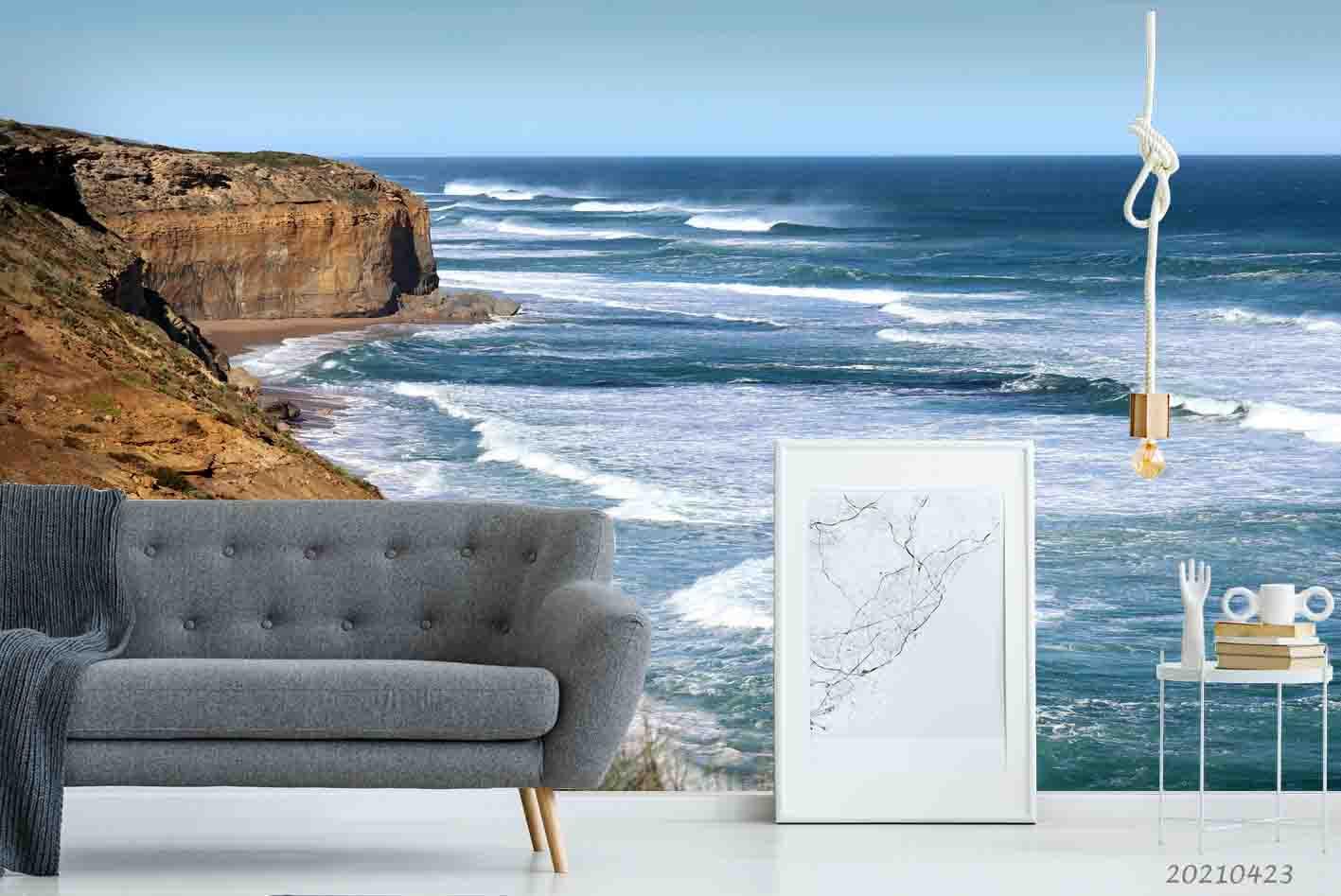 3D Beach Rock Landscape Wall Mural Wallpaper LQH 201- Jess Art Decoration