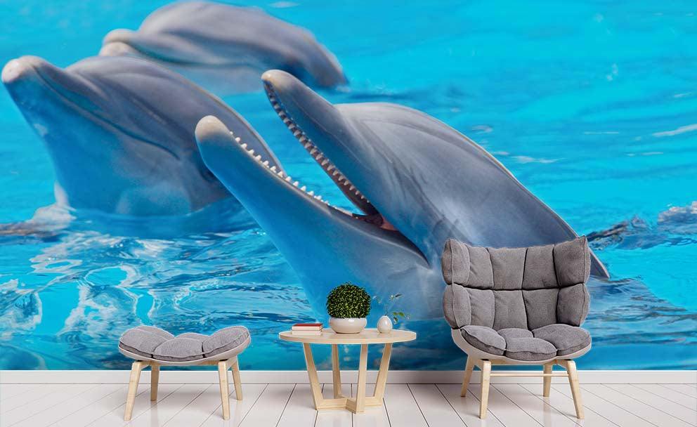 3D Blue Ocean Dolphin Wall Mural Wallpaper 152- Jess Art Decoration