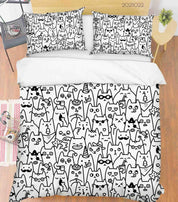 3D Cartoon Animal Cat Graffiti Quilt Cover Set Bedding Set Duvet Cover Pillowcases 23- Jess Art Decoration
