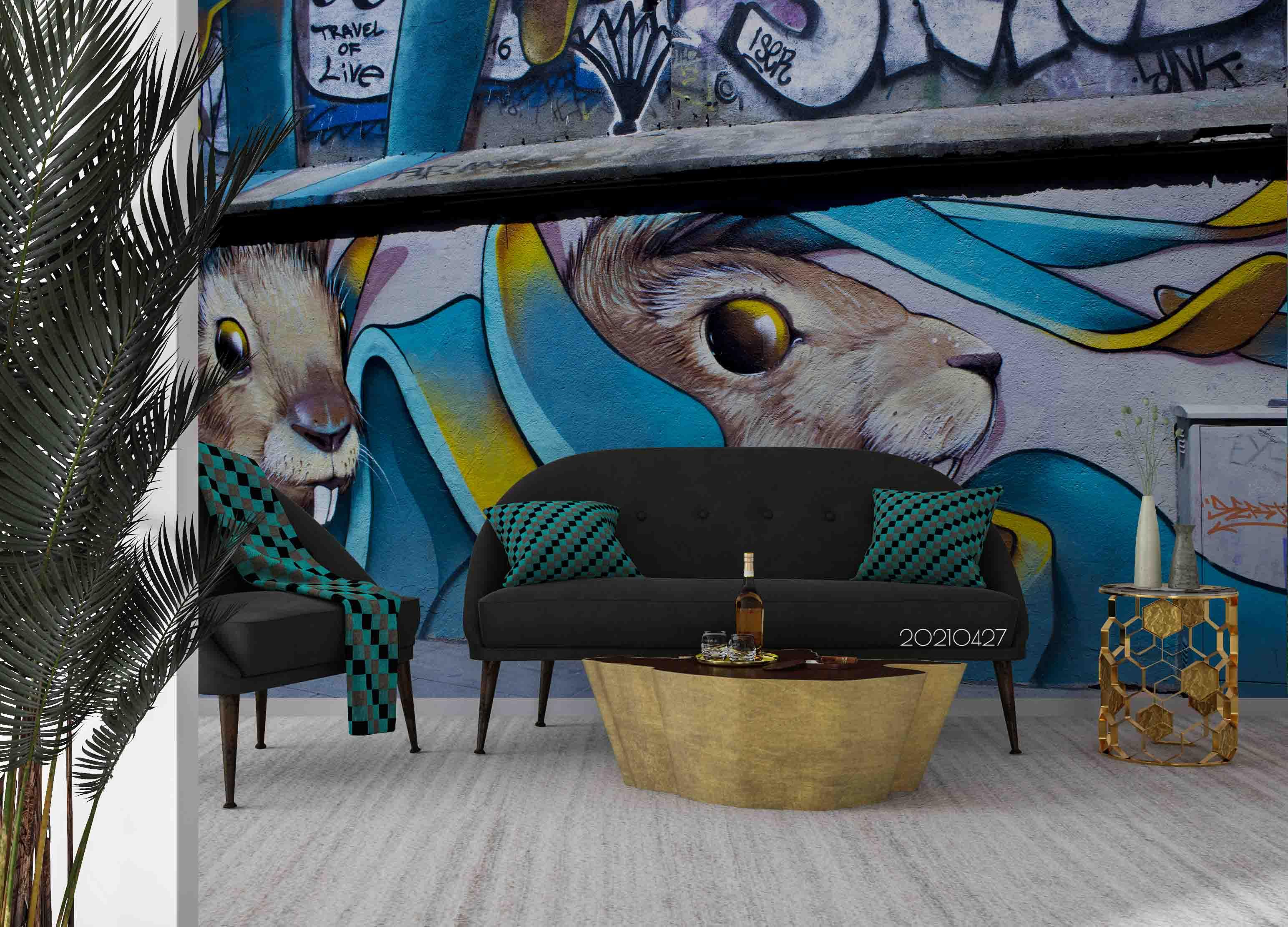 3D Abstract Mouse Street Graffiti Wall Mural Wallpaper LQH 50- Jess Art Decoration