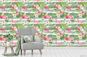 3D Floral Flamingo Stripe Wall Mural Wallpaper LXL 401- Jess Art Decoration