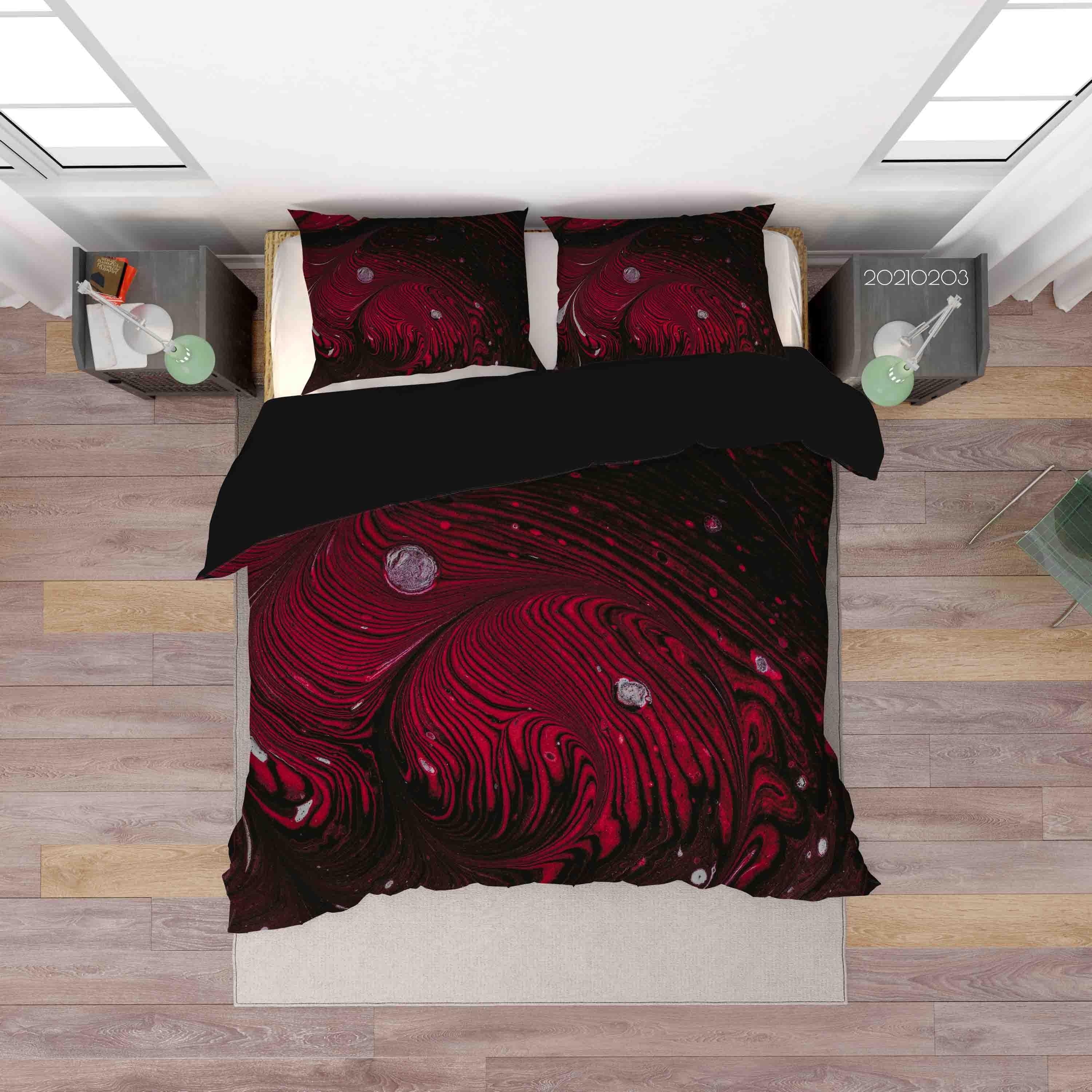 3D Abstract Red Marble Texture Quilt Cover Set Bedding Set Duvet Cover Pillowcases 59- Jess Art Decoration