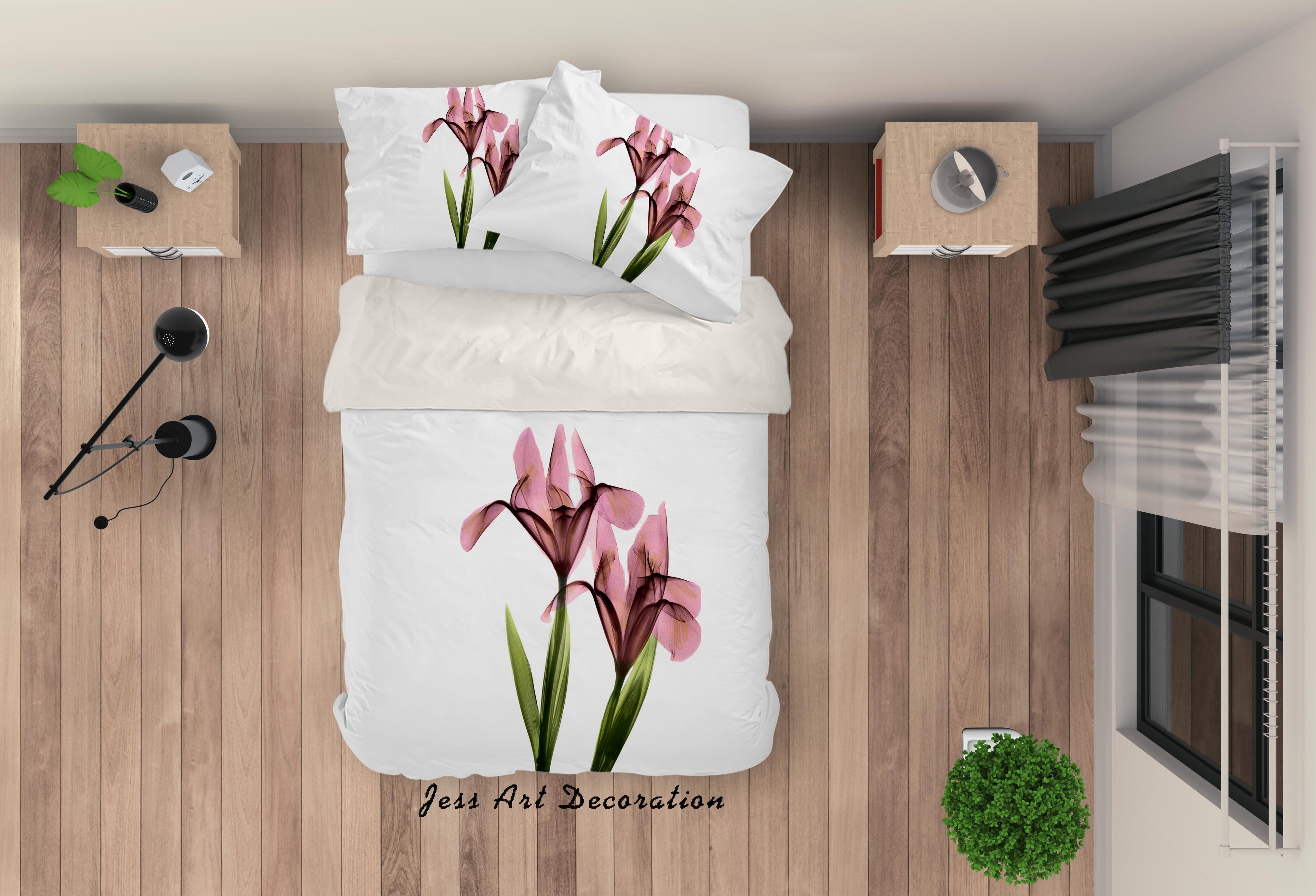 3D White Flower Quilt Cover Set Bedding Set Pillowcases 11- Jess Art Decoration
