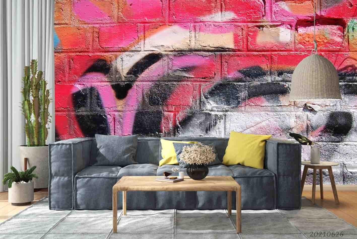 3D Street Color Graffiti Wall Mural Wallpaper LQH 6- Jess Art Decoration