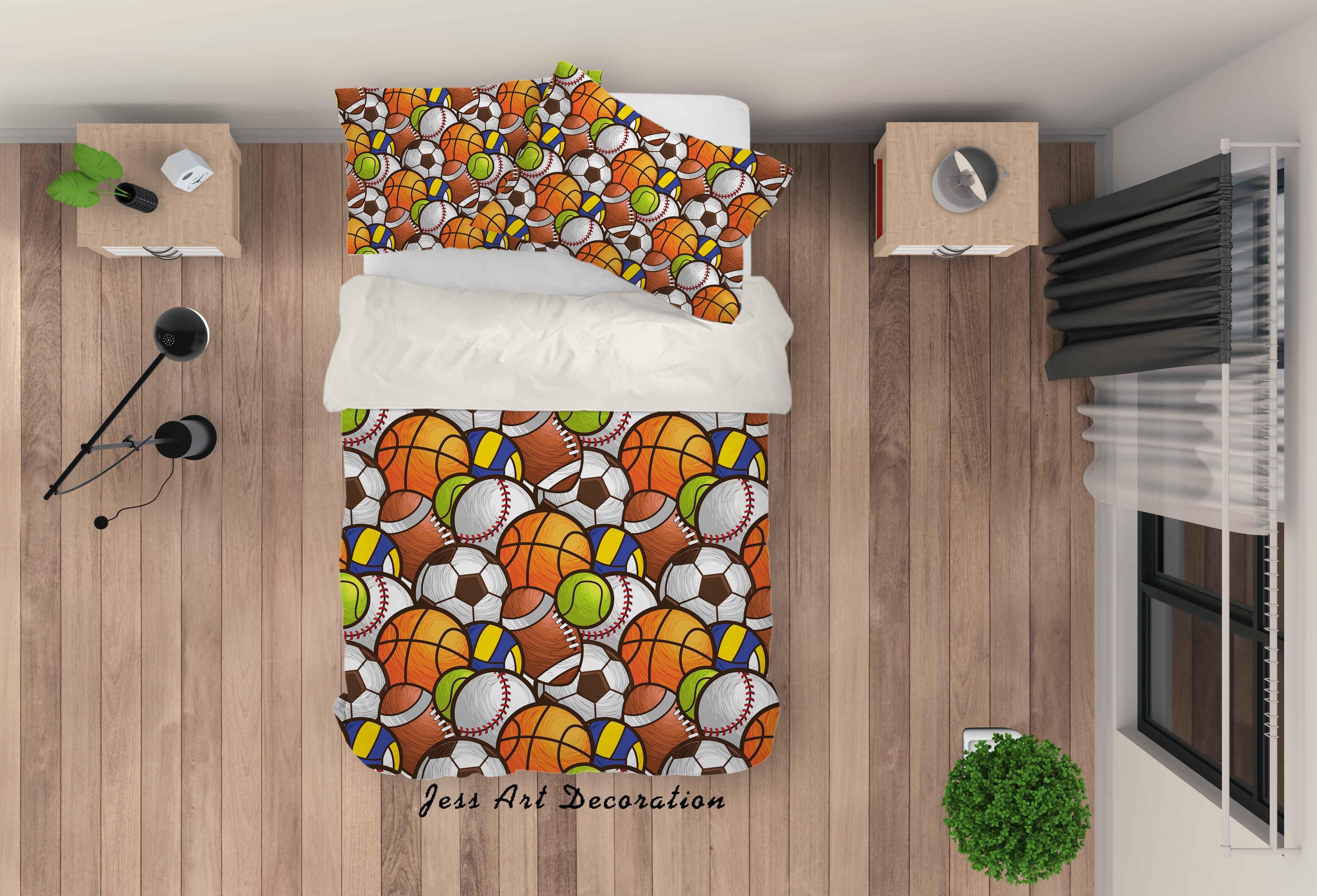 3D Football Basketball Pattern Quilt Cover Set Bedding Set Duvet Cover Pillowcases WJ 6825- Jess Art Decoration