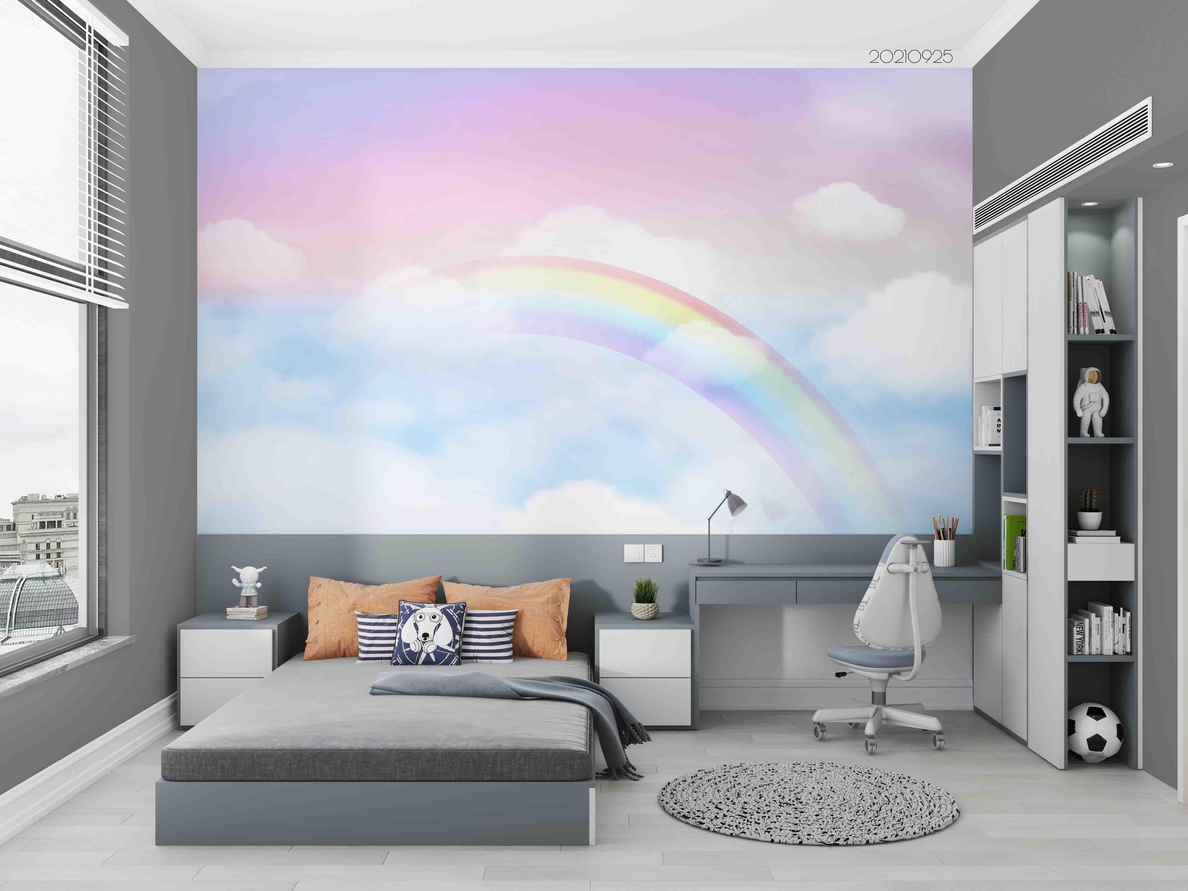 3D Sky Cloud Rainbow Wall Mural Wallpaper LQH 262- Jess Art Decoration