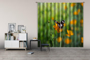 3D Yellow Floral Leaf Butterfly Curtains and Drapes LQH 271- Jess Art Decoration