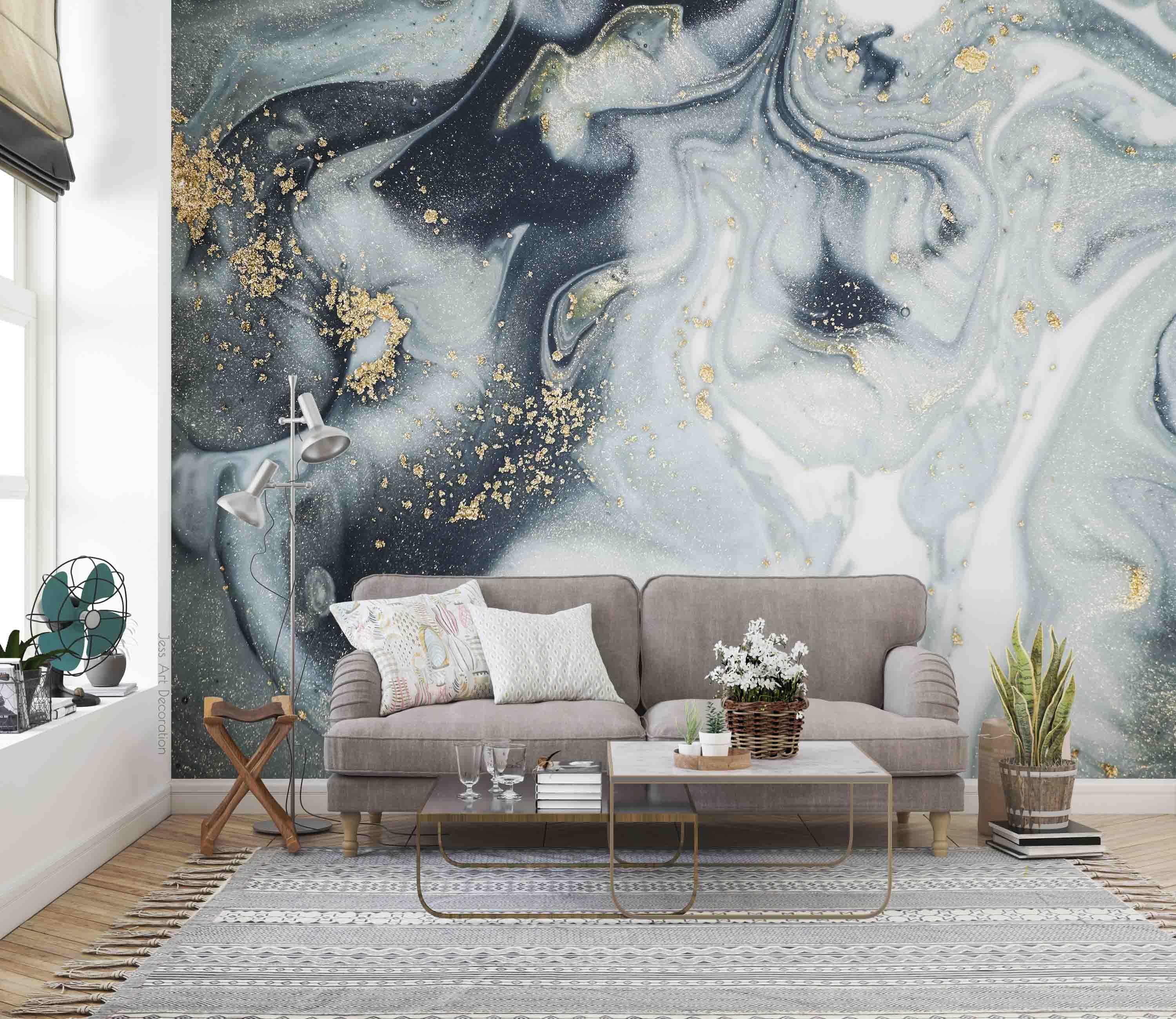 3D Grey Gilting Marble Texture Wall Mural Wallpaper GD 2856- Jess Art Decoration