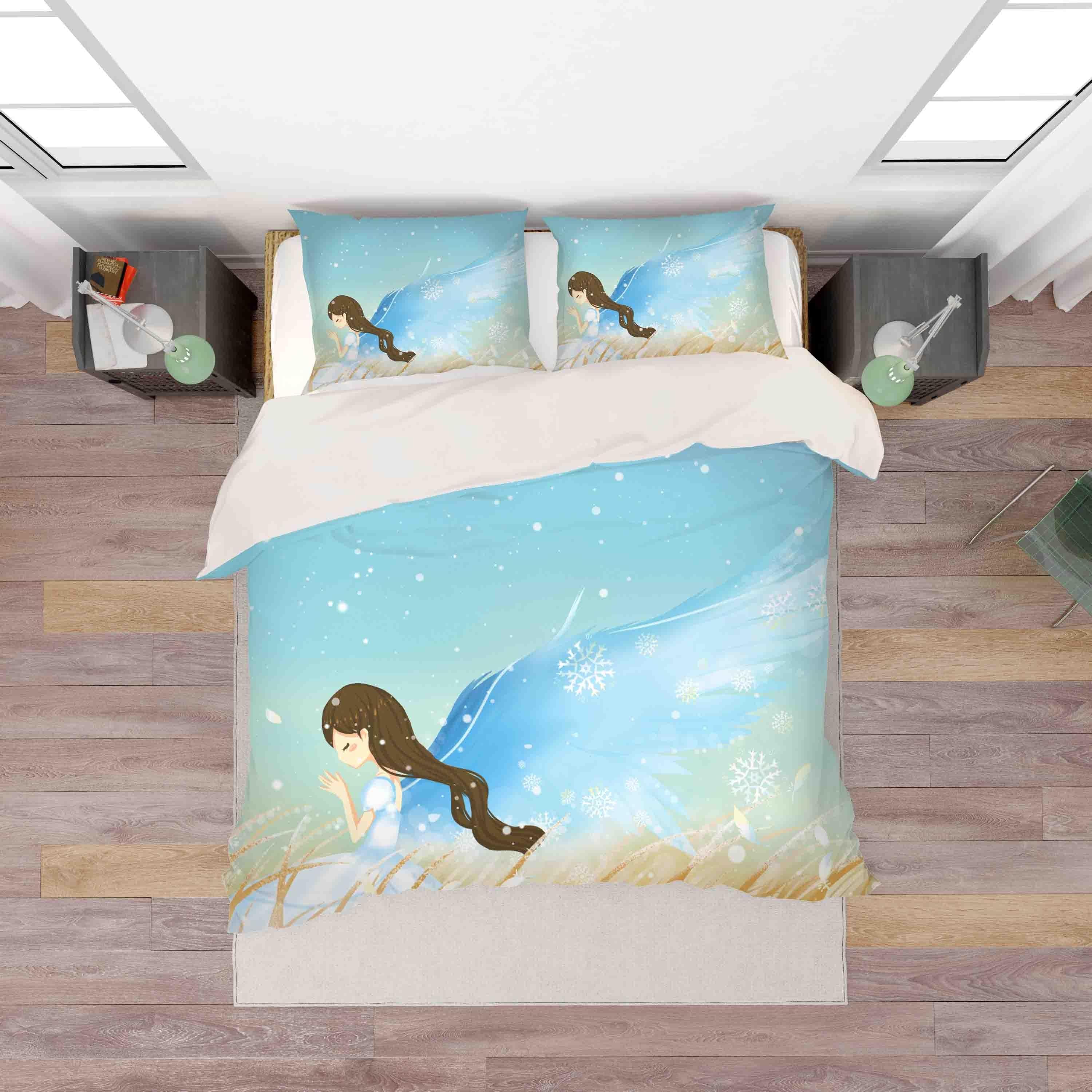 3D Blue Girl Angel Wings Quilt Cover Set Bedding Set Pillowcases 111- Jess Art Decoration