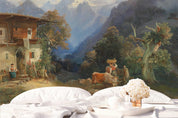 3D mountain house oil painting wall mural wallpaper 76- Jess Art Decoration