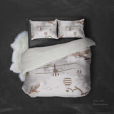 3D Retro Aircraft Hot Air Balloon Bird Quilt Cover Set Bedding Set Pillowcases 09- Jess Art Decoration