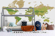 3D Green World Map Wall Mural Wallpaper WJ 9433- Jess Art Decoration