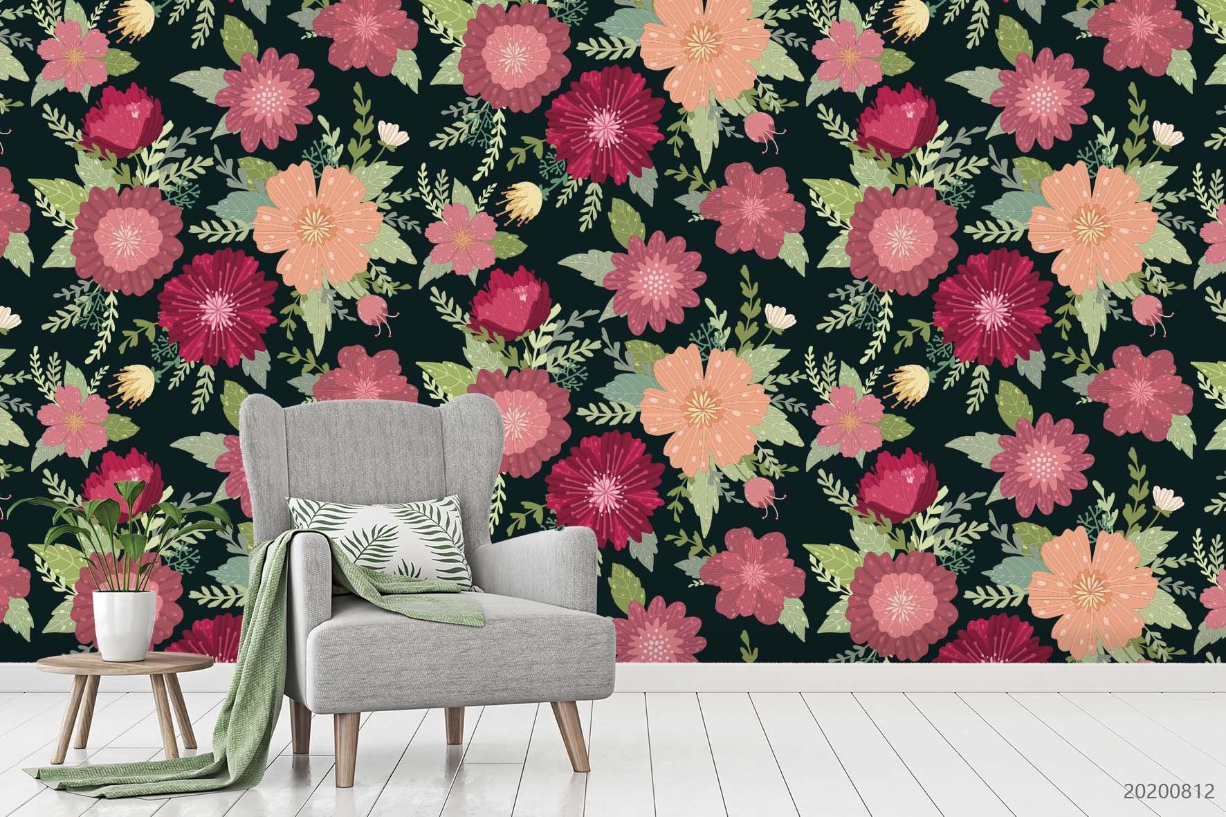 3D Hand Sketching Colorful Floral Wall Mural Wallpaper LXL 1092- Jess Art Decoration