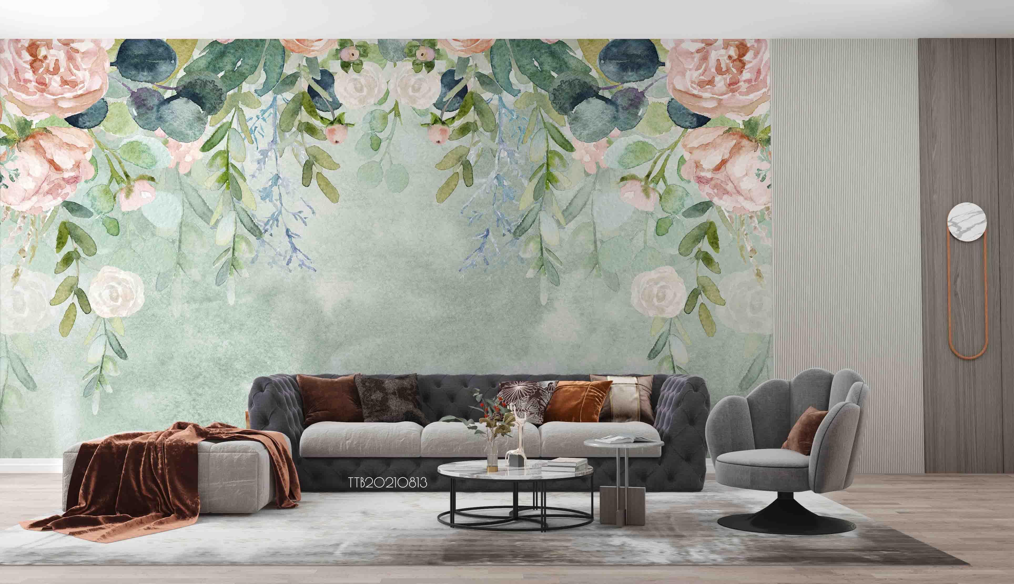 3D Northern Europe Hand-painted Floral Fresh Wall Mural WallpaperSWW5106- Jess Art Decoration