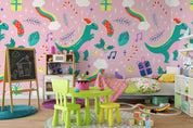 3D cartoon green dinosaur wall mural wallpaper 03- Jess Art Decoration
