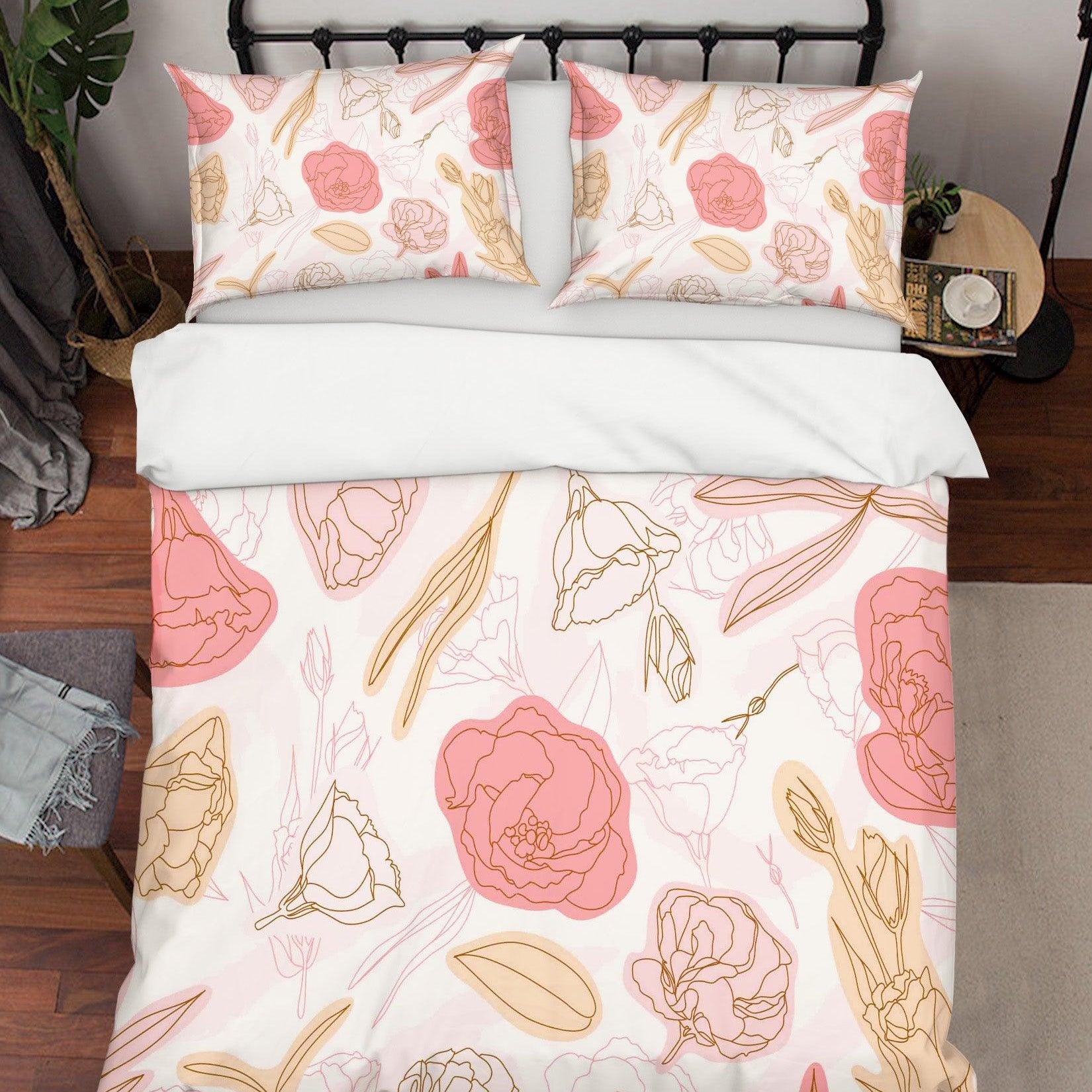 3D Pink Floral Quilt Cover Set Bedding Set Pillowcases 34- Jess Art Decoration