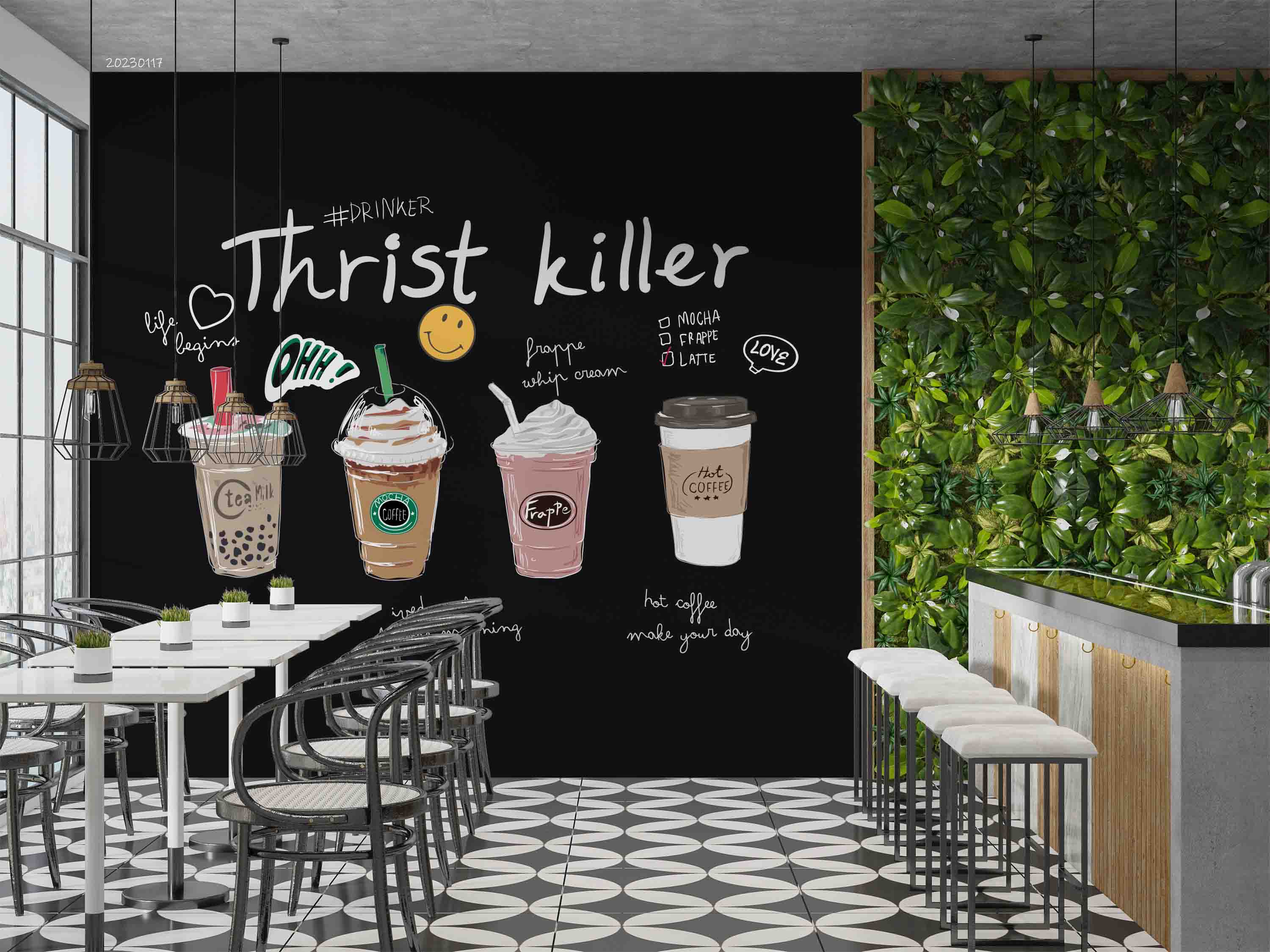 3D Bubble Tea Summer Drinks Wall Mural Wallpaper GD 1643- Jess Art Decoration