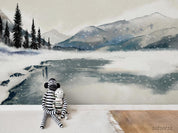 3D Watercolor Winter Mountain Forest Landscape Wall Mural Wallpaper LQH 342- Jess Art Decoration