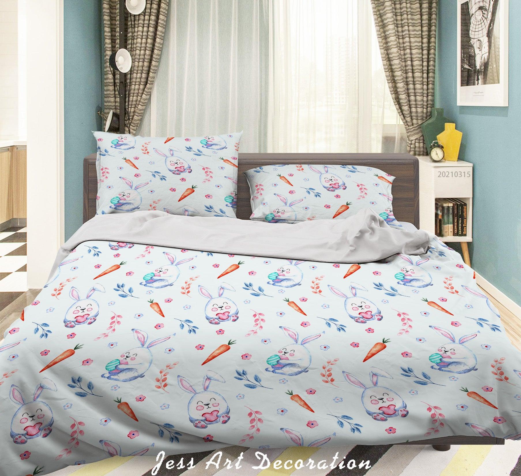 3D Cartoon Animal Rabbit Carrot Quilt Cover Set Bedding Set Duvet Cover Pillowcases 131- Jess Art Decoration