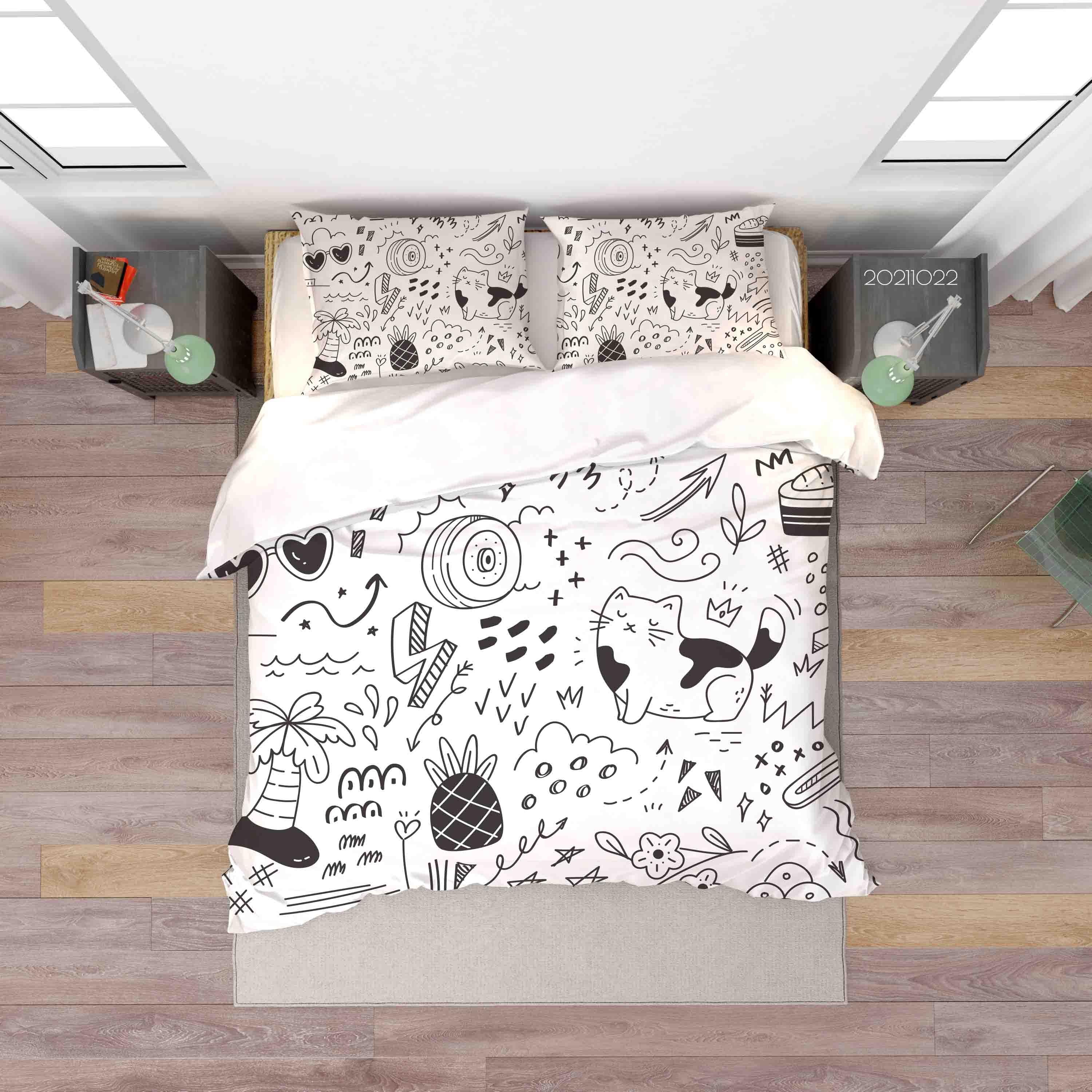 3D Abstract Art Graffiti Quilt Cover Set Bedding Set Duvet Cover Pillowcases 2- Jess Art Decoration