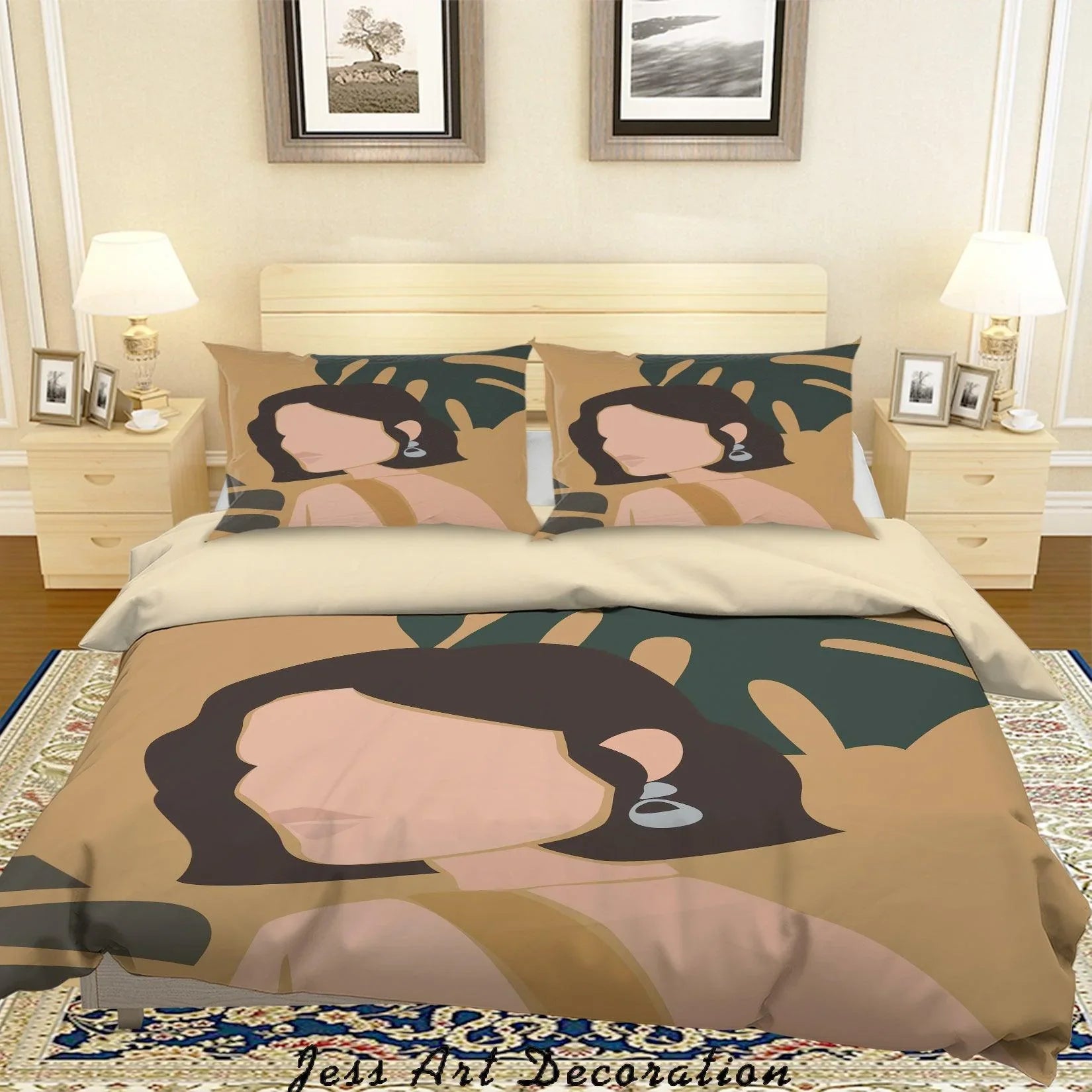 3D Beauty Woman Leaves Quilt Cover Set Bedding Set Duvet Cover Pillowcases SF01- Jess Art Decoration