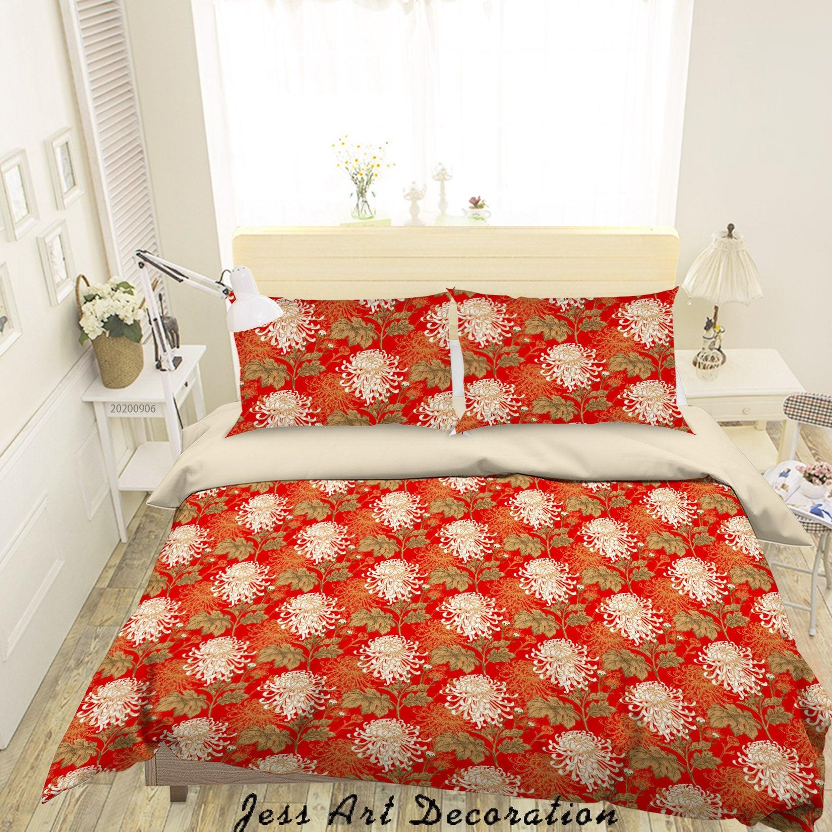3D Vintage Red Leaves Pattern Quilt Cover Set Bedding Set Duvet Cover Pillowcases WJ 3611- Jess Art Decoration