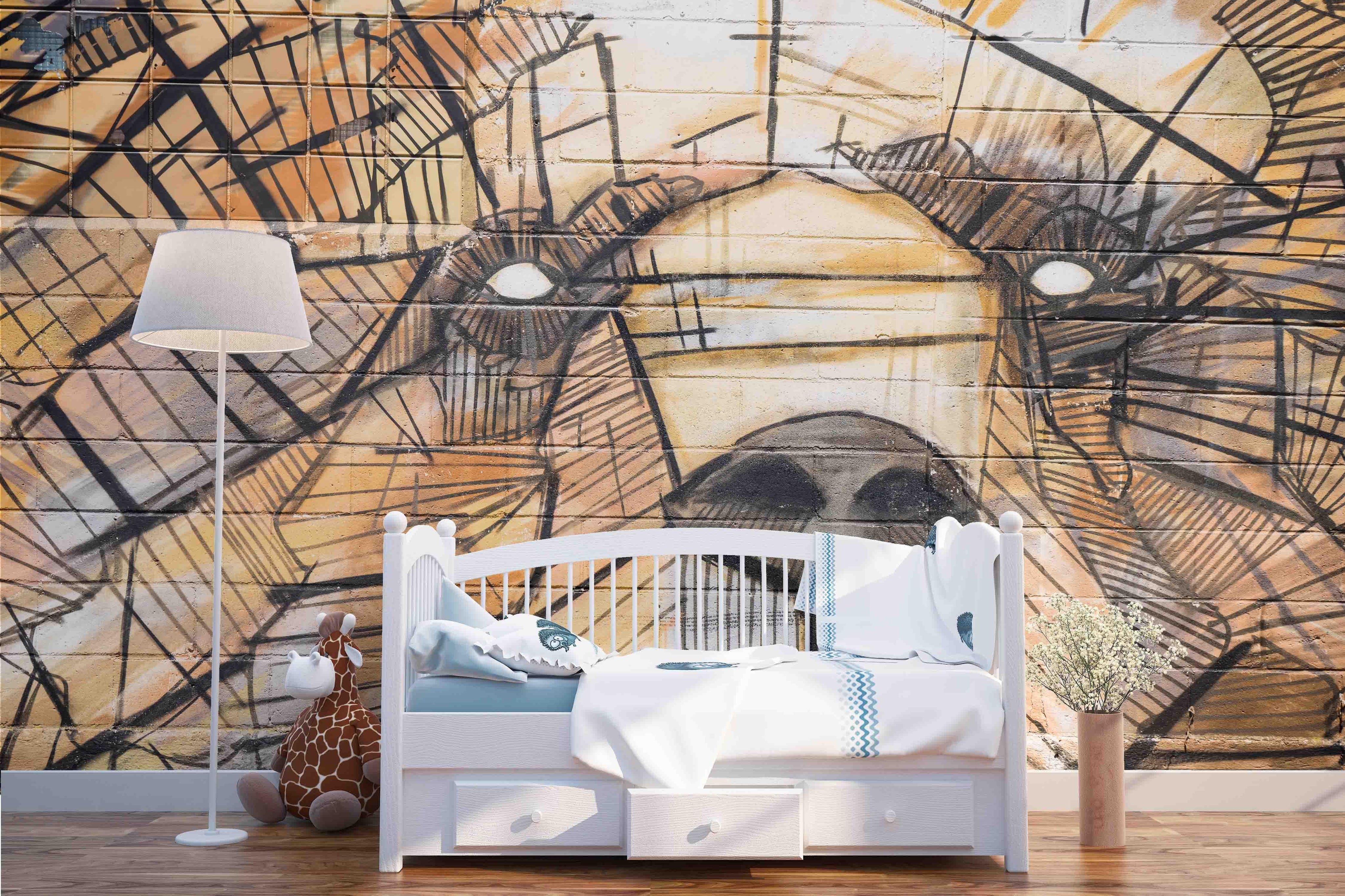 3D Hand Paint Abstract Dog Face Wall Mural Wallpaper 167- Jess Art Decoration