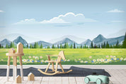 3D Cartoon Mountain Grassland Wall Mural Wallpaper 32- Jess Art Decoration
