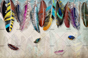 3D Retro Colorful Feathers Wall Mural Wallpaper 106- Jess Art Decoration