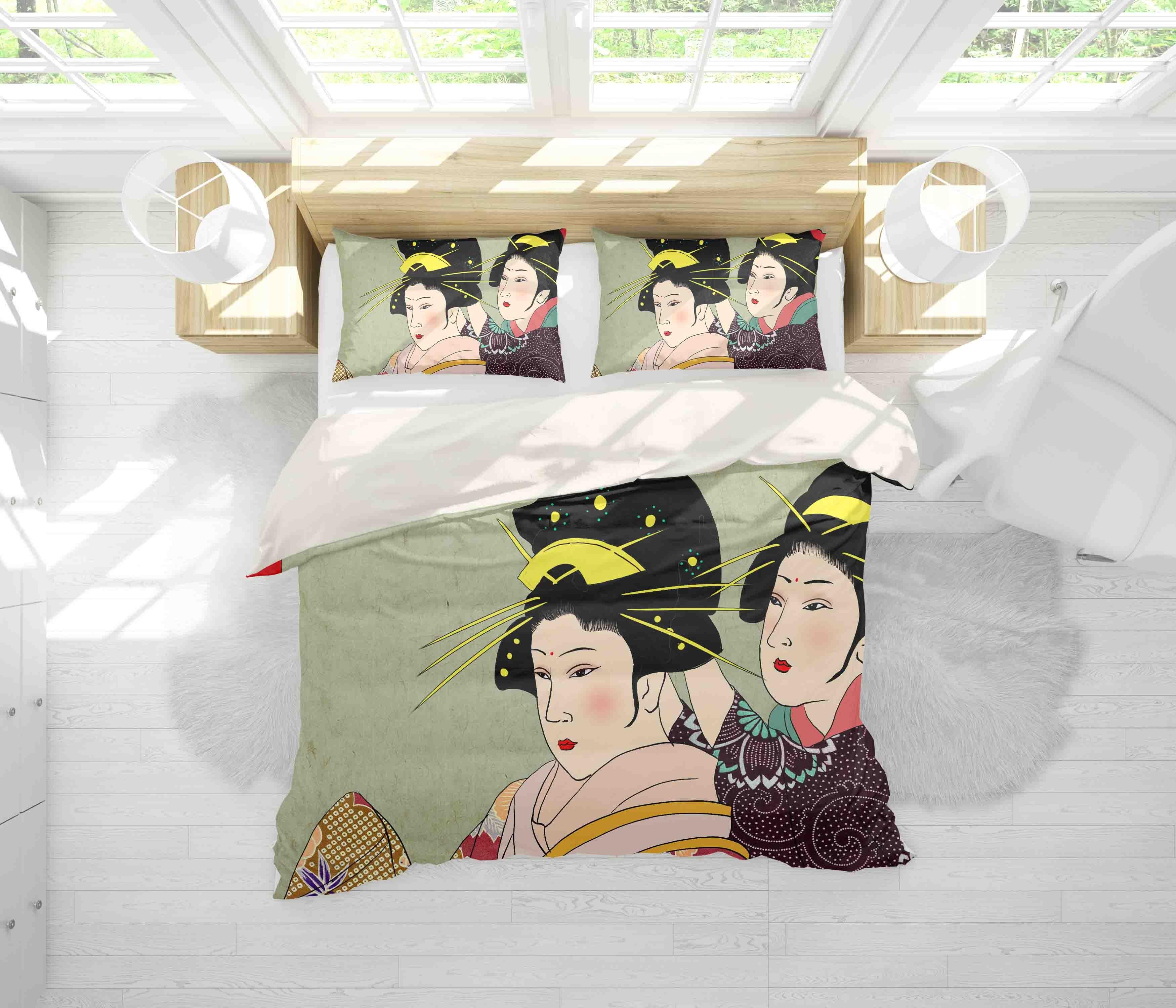 3D Abstract Kimono Woman Quilt Cover Set Bedding Set Pillowcases 73- Jess Art Decoration