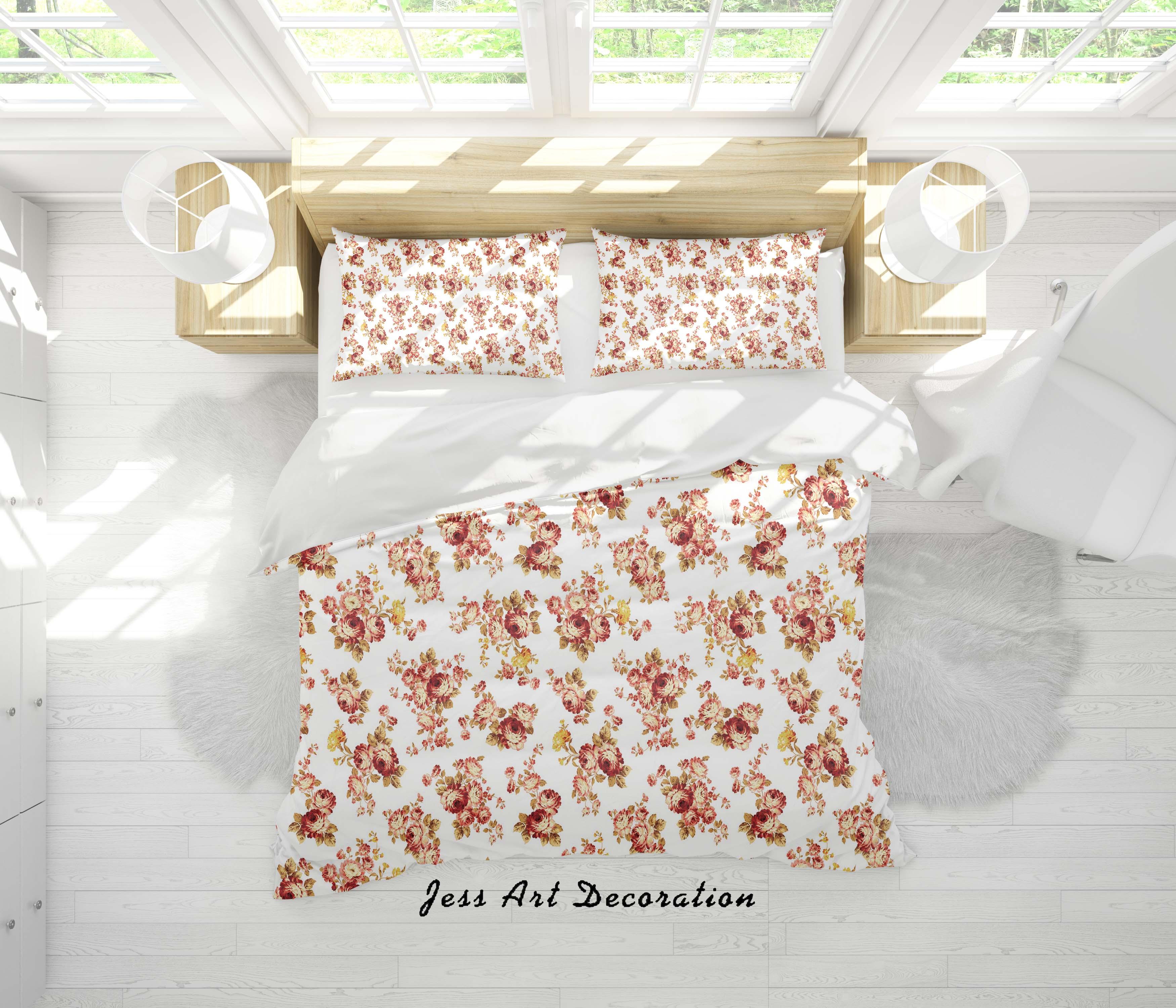 3D White Flowers Quilt Cover Set Bedding Set Duvet Cover Pillowcases SF145- Jess Art Decoration