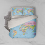 3D Blue World Map Quilt Cover Set Bedding Set Pillowcases 34- Jess Art Decoration