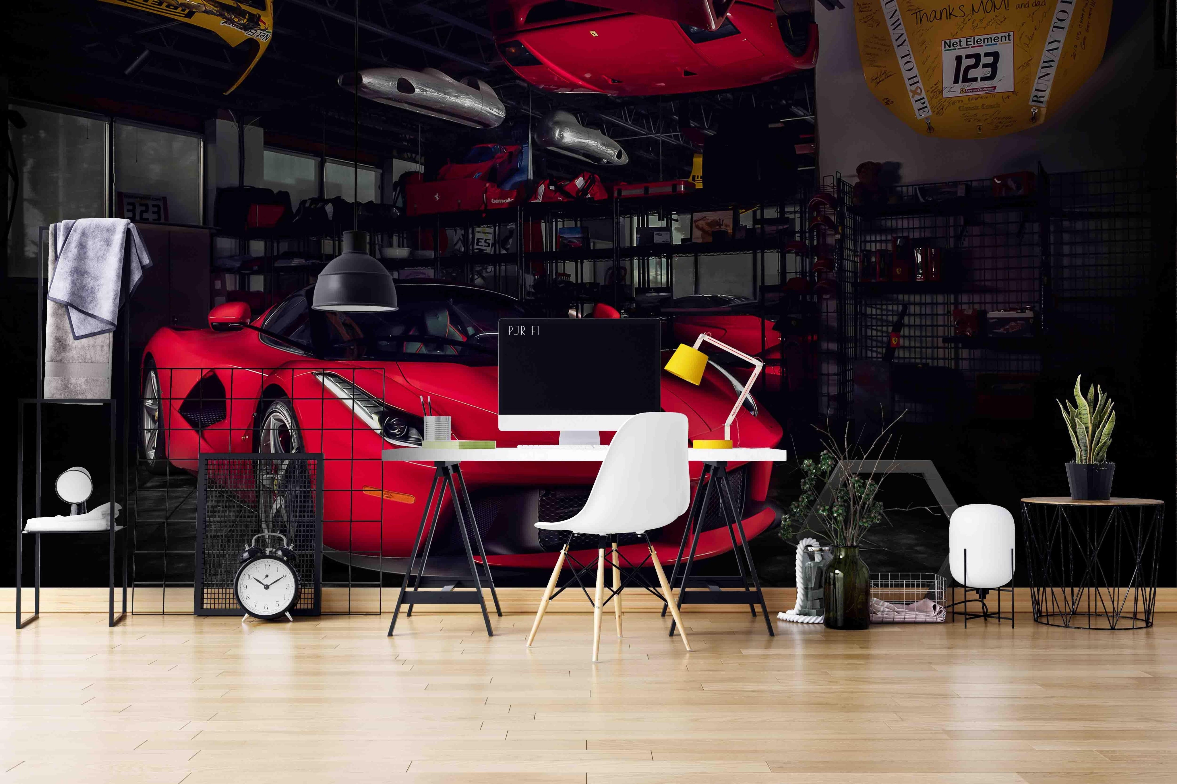 3D Morden Red Car Wall Mural Wallpaper WJ 2055- Jess Art Decoration