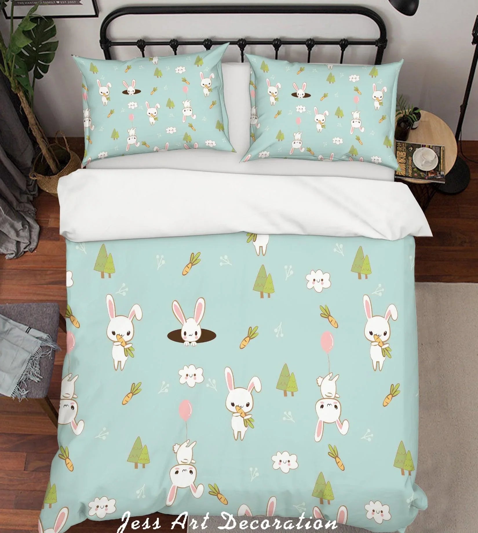 3D Cartoon Rabbit Quilt Cover Set Bedding Set Pillowcases 83- Jess Art Decoration