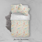 3D Cartoon Animal Rabbit Pattern Quilt Cover Set Bedding Set Duvet Cover Pillowcases WJ 6497- Jess Art Decoration