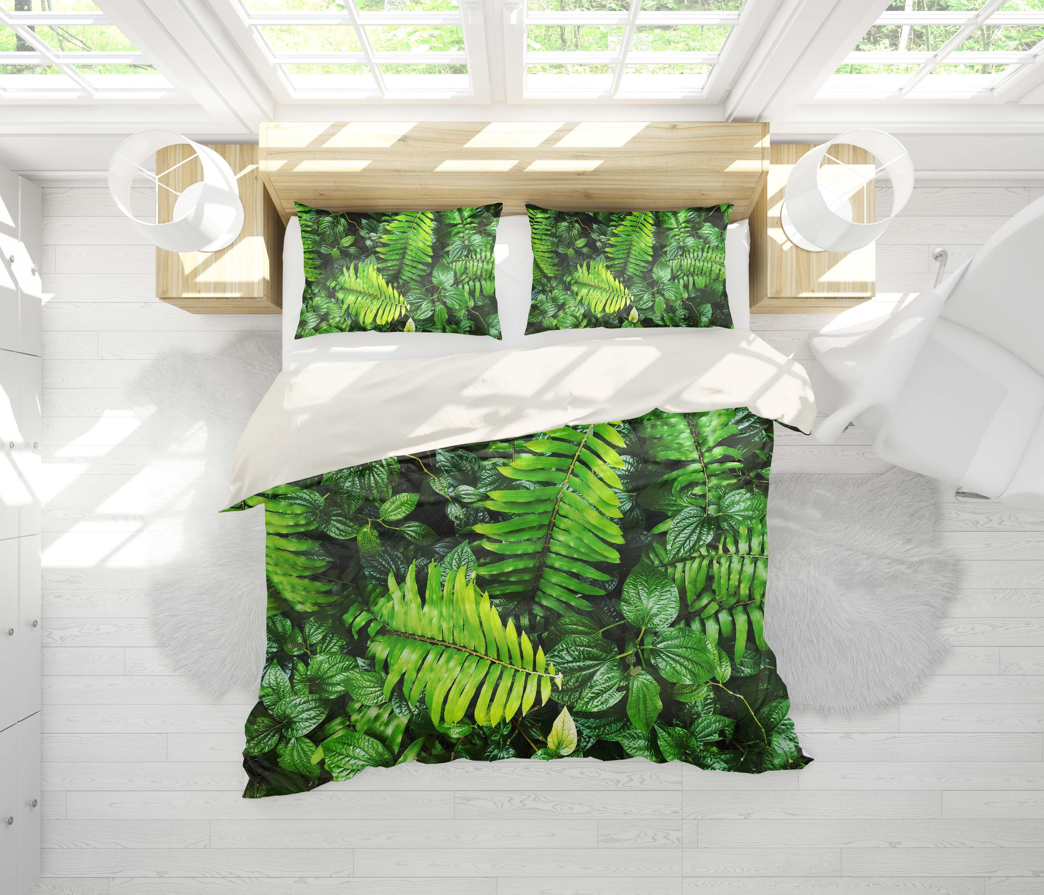 3D Tropical Green Leaves Quilt Cover Set Bedding Set Pillowcases 54- Jess Art Decoration