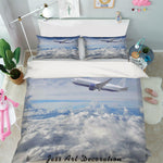 3D White Clouds Airplane Quilt Cover Set Bedding Set Pillowcases 46- Jess Art Decoration