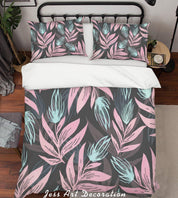 3D Pink Leaves Quilt Cover Set Bedding Set Pillowcases 235- Jess Art Decoration