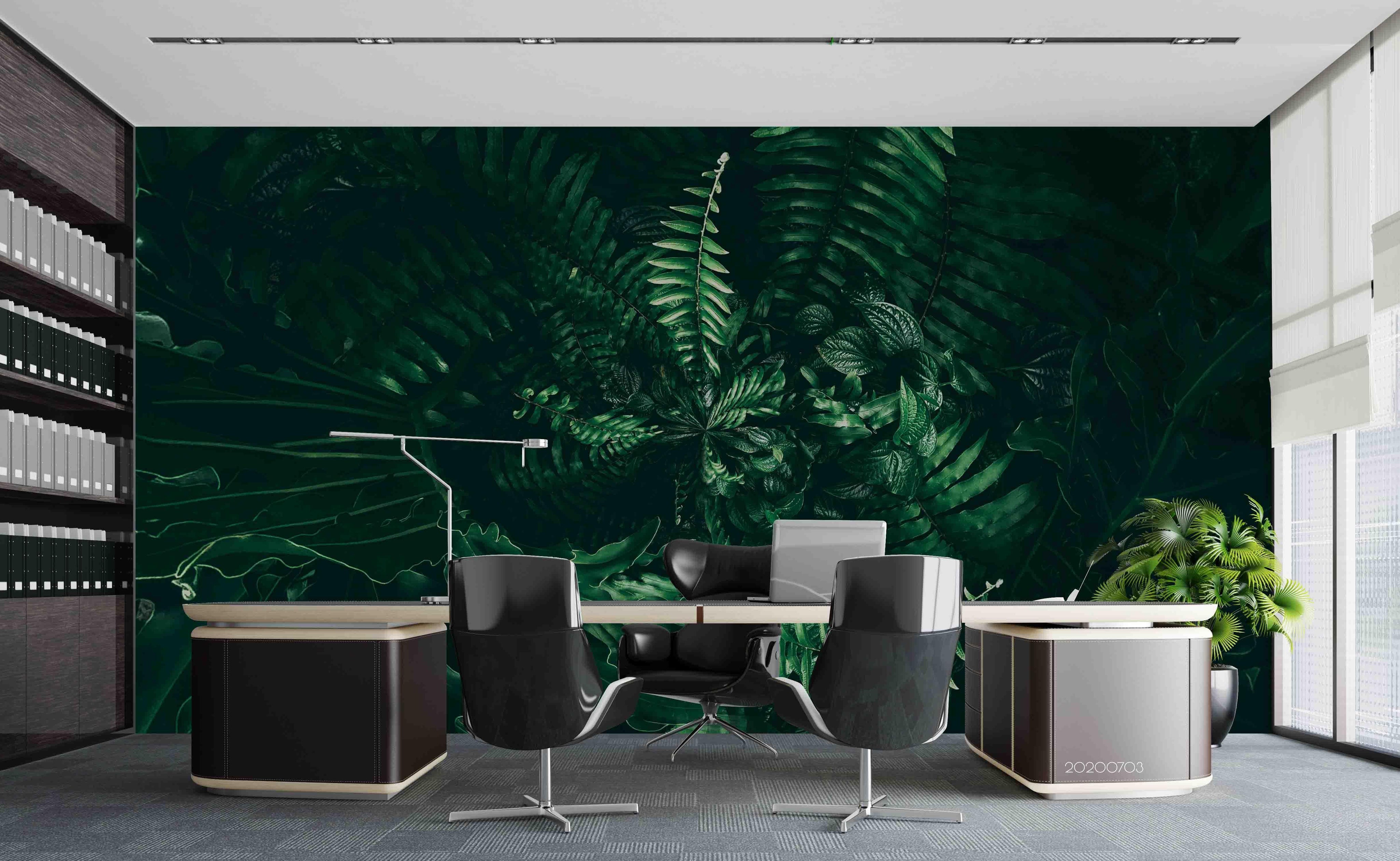 3D Green Tropical Rainforest Leaves Wall Mural Wallpaper SF98- Jess Art Decoration