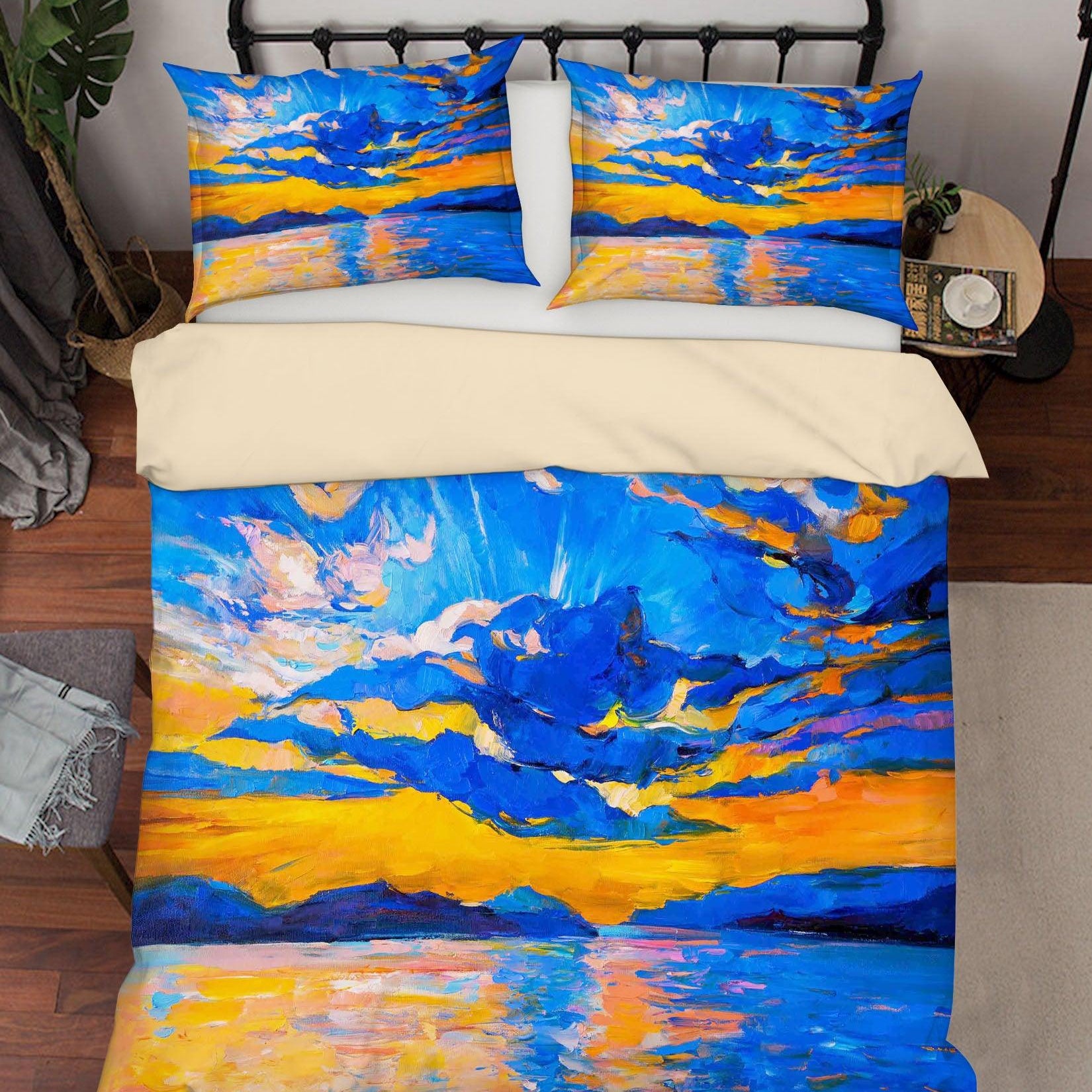 3D  Sky Sea Blue Oil Painting Quilt Cover Set Bedding Set Duvet Cover Pillowcases 074 LQH- Jess Art Decoration
