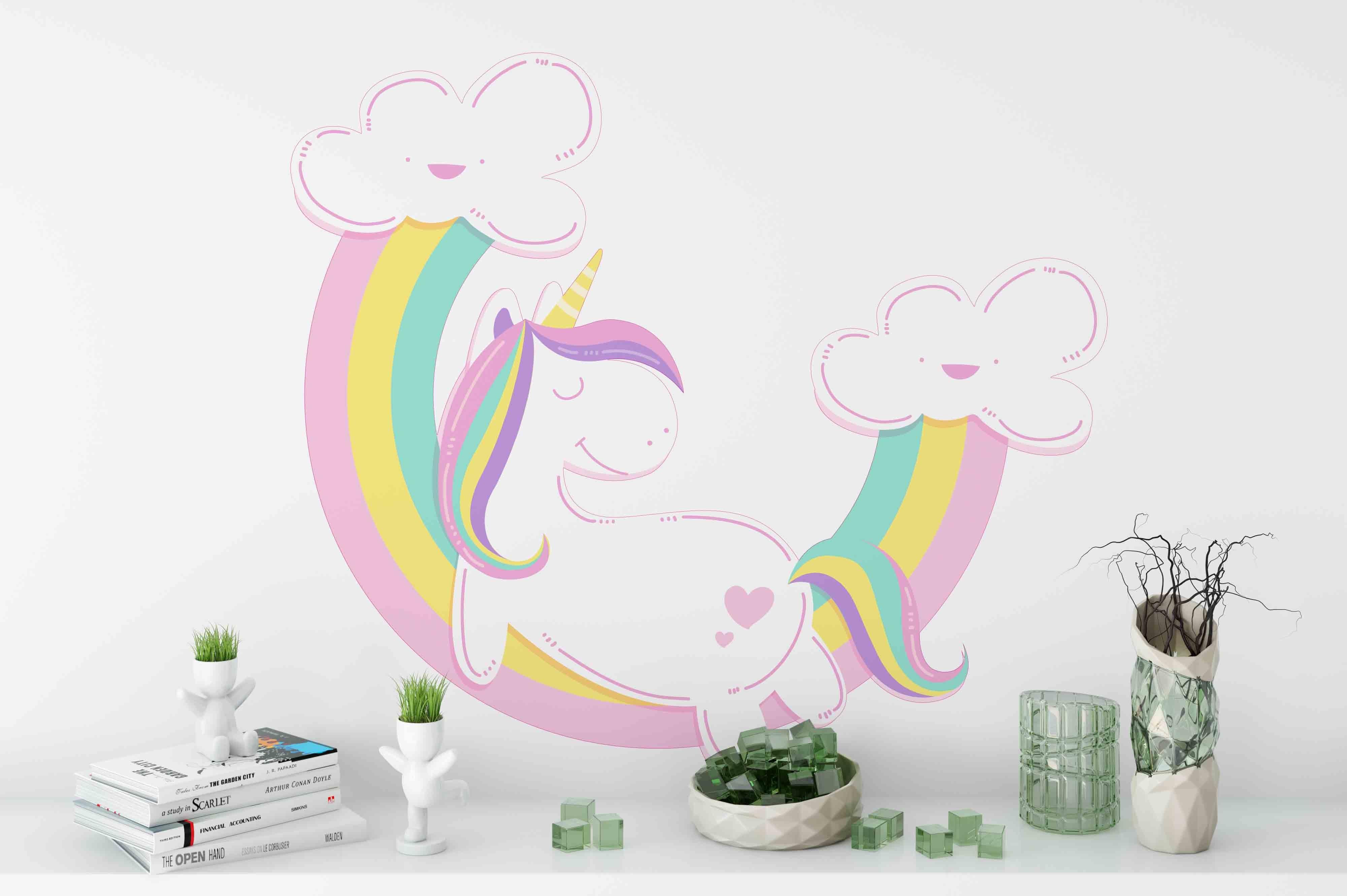 3D Unicorn Clouds Rainbow Wall Mural Wallpaper 16- Jess Art Decoration