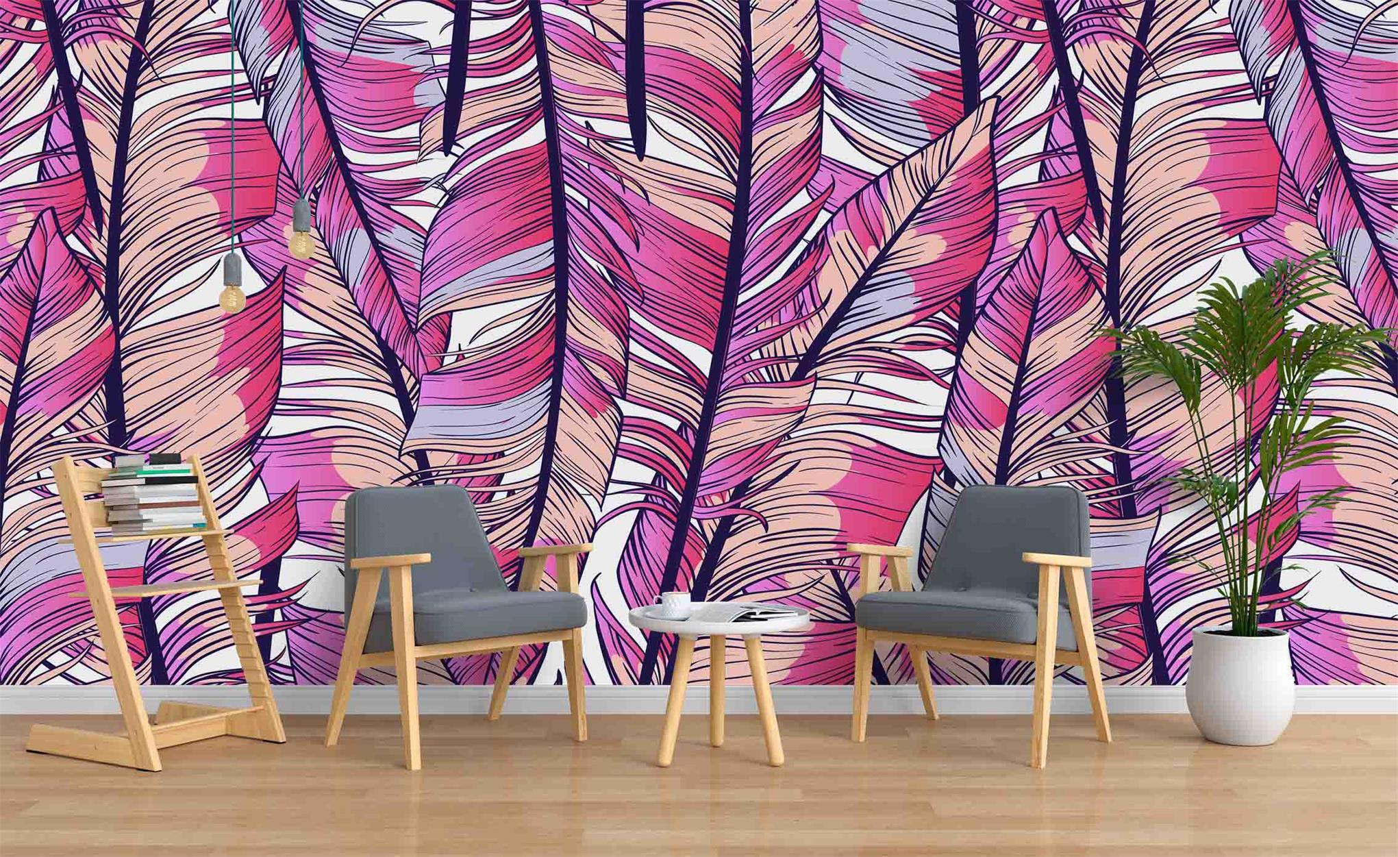 3D Hand Drawn Purple Feather Wall Mural Wallpaper 9 LQH- Jess Art Decoration