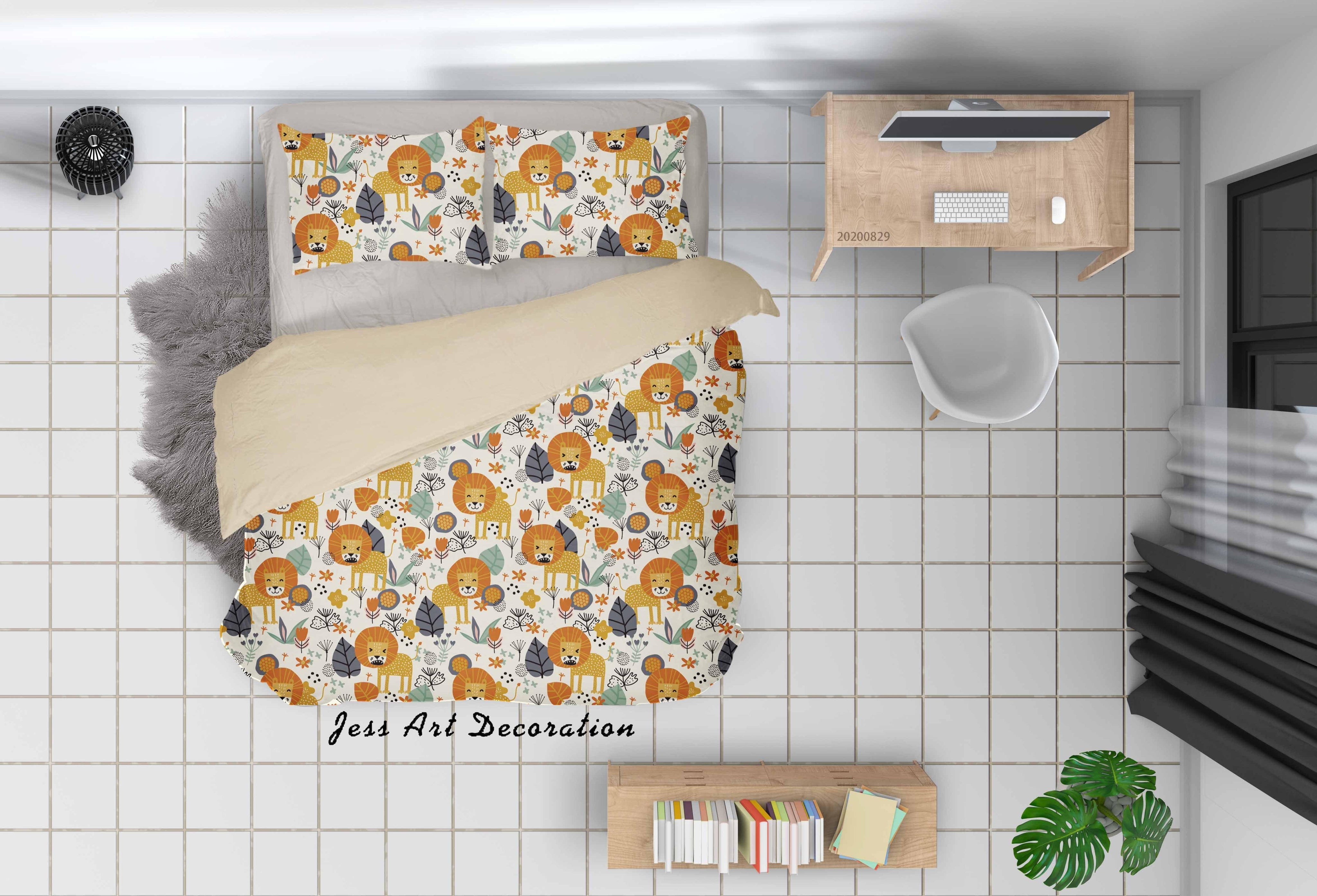 3D Abstract Hand Draw Cartoon Nature Lion Pattern Quilt Cover Set Bedding Set Duvet Cover Pillowcases WJ 3511- Jess Art Decoration