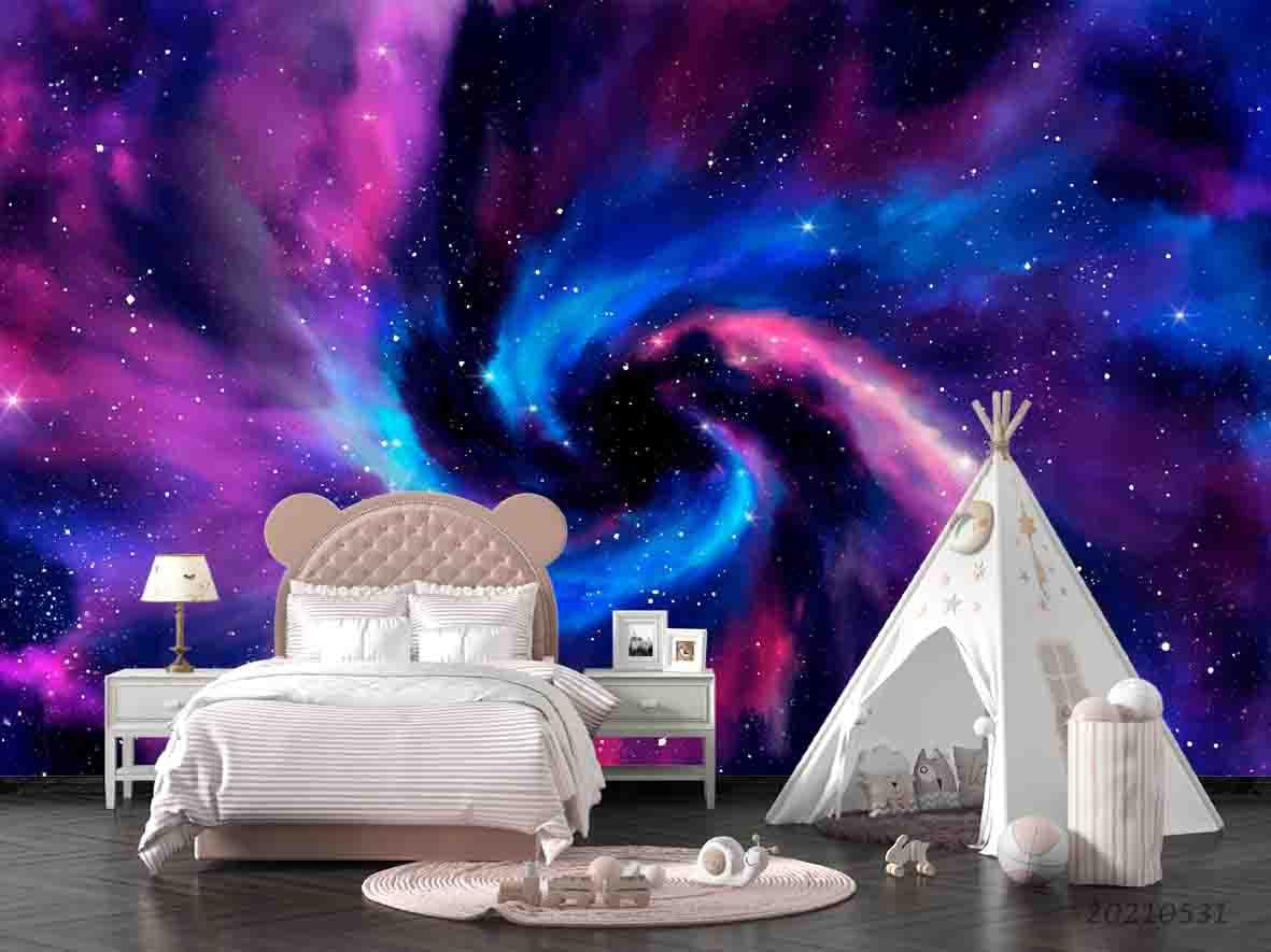 3D Abstract Univers Galaxy Aurora Starry Color Wall Mural Wallpaper SWW754- Jess Art Decoration