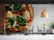 3D White Walls Huge Pizza Green Leaves Wall Mural Wallpaper SWW13- Jess Art Decoration