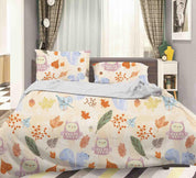 3D Cartoon Owl Leaf Quilt Cover Set Bedding Set Pillowcases 87- Jess Art Decoration