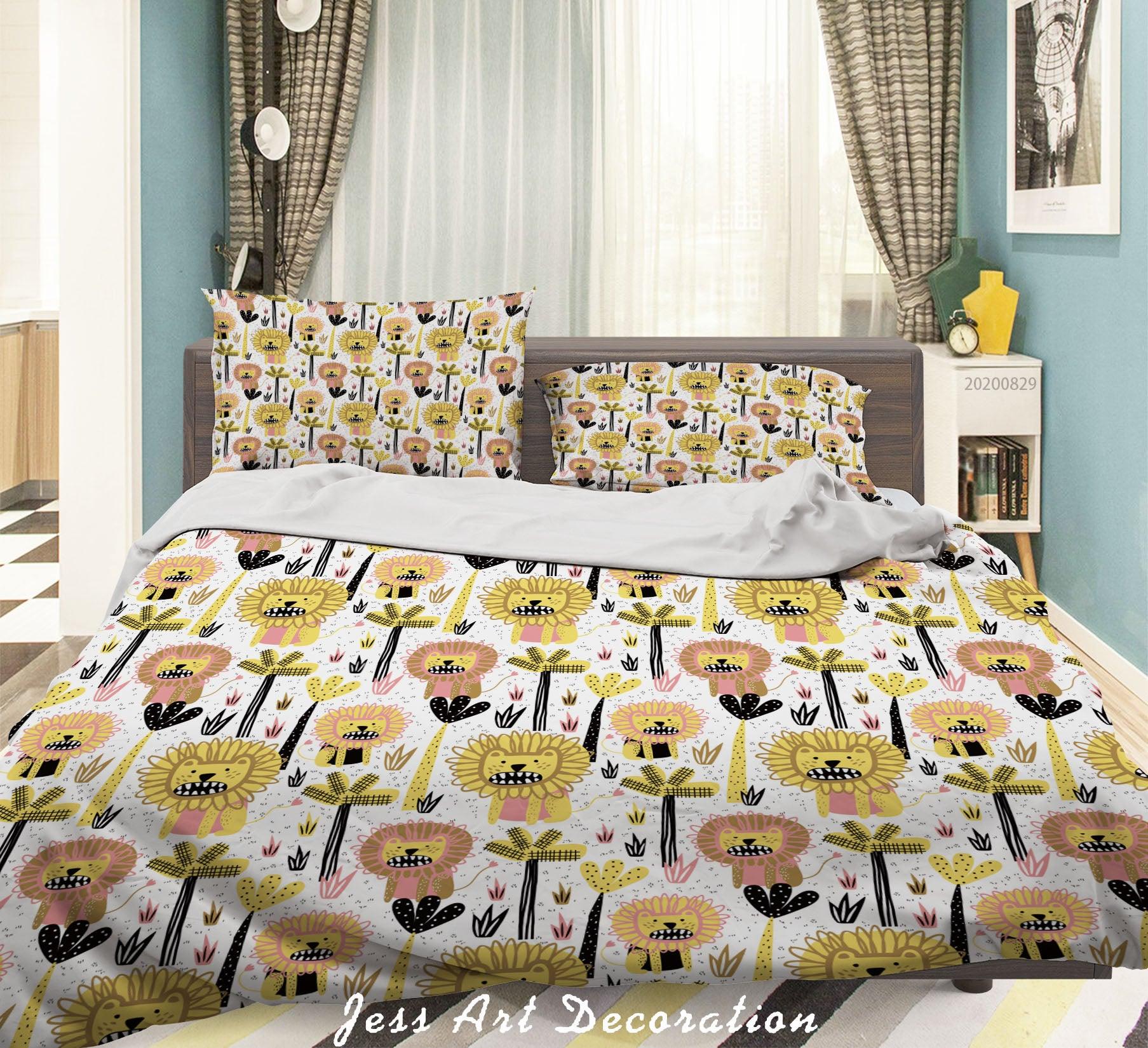3D Abstract Hand Draw Cartoon Lion Pattern Quilt Cover Set Bedding Set Duvet Cover Pillowcases WJ 3505- Jess Art Decoration