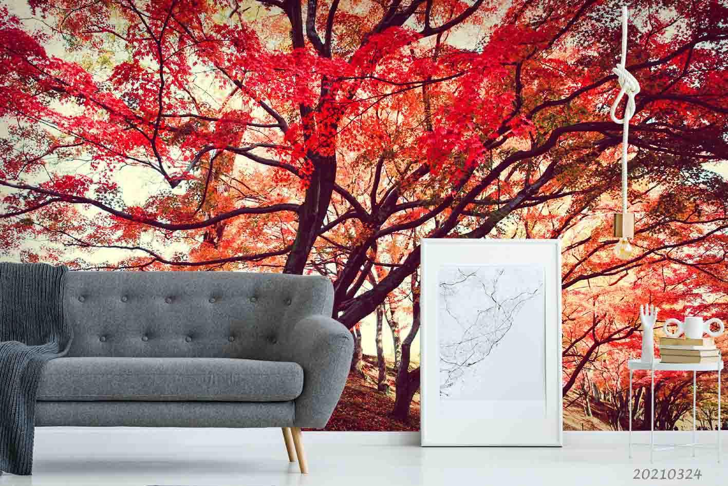 3D Autumn Forest Maple Leaf Wall Mural Wallpaper LQH 37- Jess Art Decoration