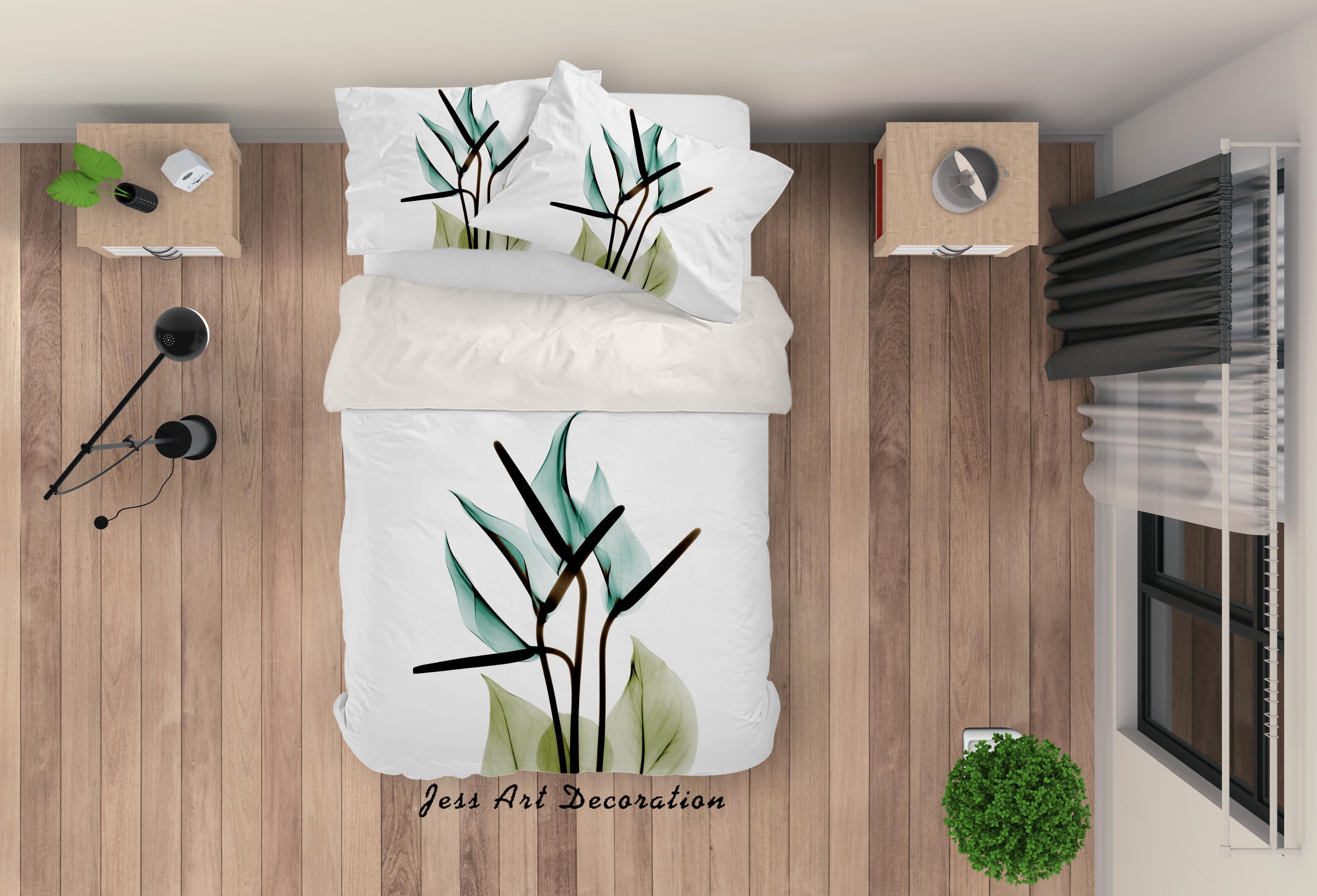 3D White Floral Quilt Cover Set Bedding Set Pillowcases 01- Jess Art Decoration