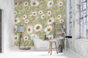 3D White Floral Wall Mural Wallpaper SF72- Jess Art Decoration